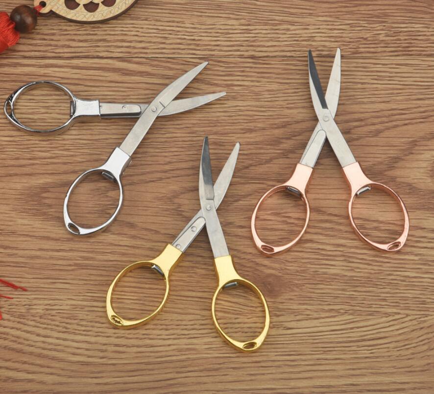 Wholesale Diamond Portable Folding Scissors Folding Foldable Scissors Collapsible Medium Trip Scissors Travel Scissor free ship