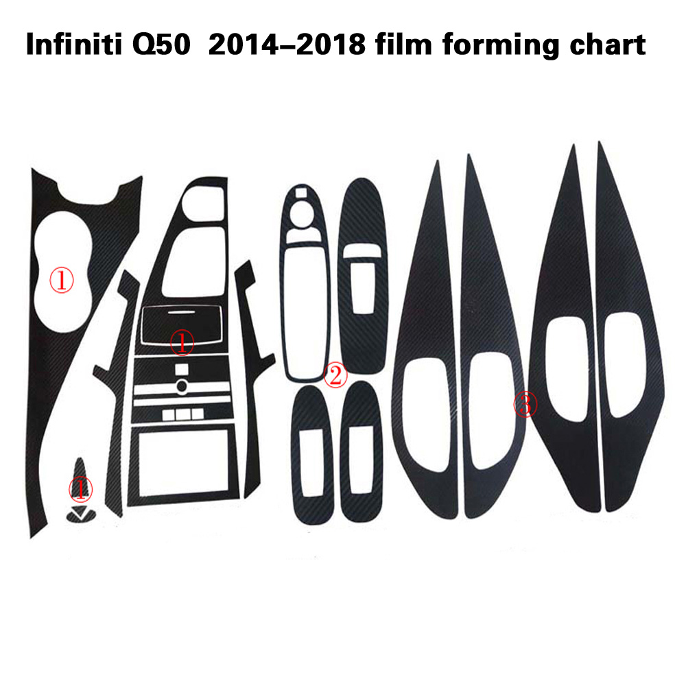 For Infiniti Q50 Q60 2014-2019 Interior Central Control Panel Door Handle 3D/5D Carbon Fiber Stickers Decals Car styling Accessorie