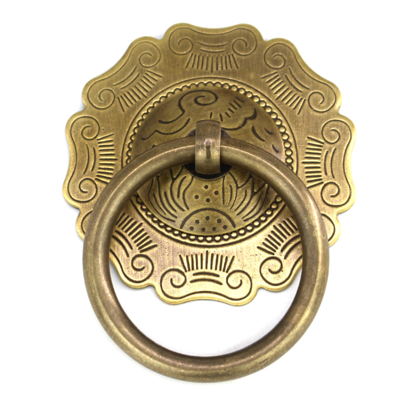 carving Chinese antique drawer circle knob furniture door handle hardware Classical wardrobe cabinet shoe closet cone vintage pull ring