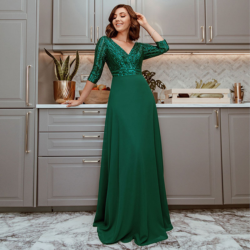 2020 new fashion maxi dresses sexy deep V-neck Sequined Wine Red green white 3/4 sleeve party dresses Banquet Host Evening Dress
2020 new fashion maxi dresses sexy deep V-neck Sequined Wine Red green white 3/4 sleeve party dresses Banquet Host Evening Dress
