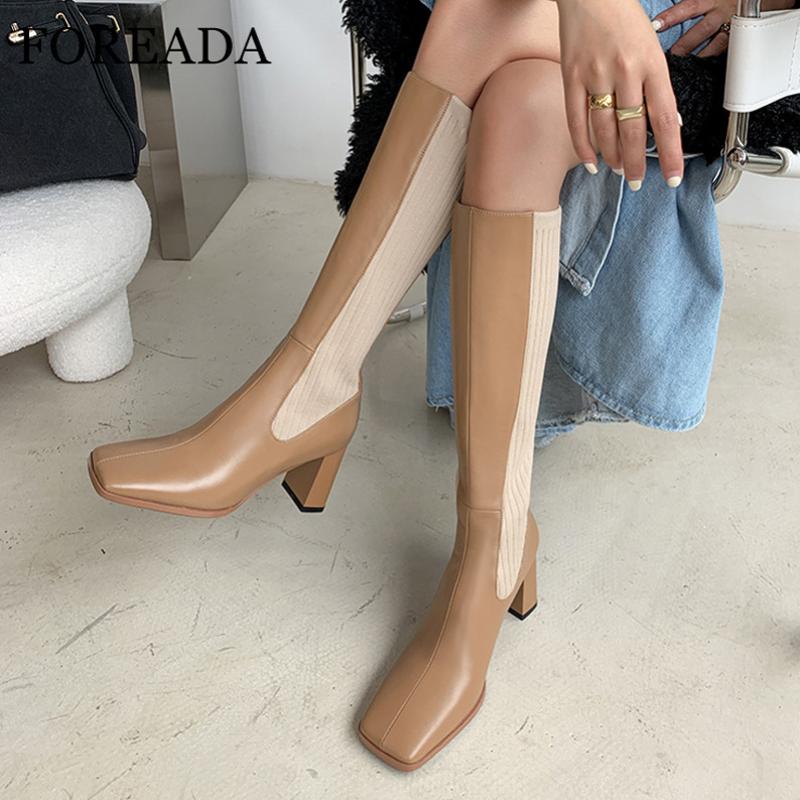 FOREADA Natural Genuine Leather Knee High Boots High Heel Woman Boots Chunky Heel Long Zip Square Toe Ladies Shoes Size 40, Apricot
FOREADA Natural Genuine Leather Knee High Boots High Heel Woman Boots Chunky Heel Long Zip Square Toe Ladies Shoes Size 40, Apricot