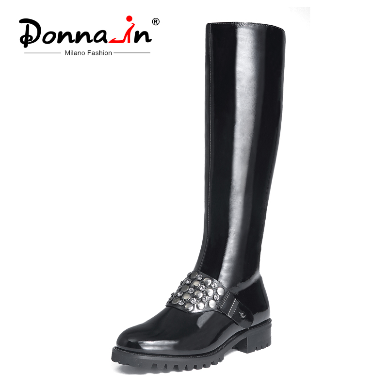 Donna-in Knee Boots Women Platform Cow Patent Leather High Female Booties Round Toe Mid Heel Rivet Black Winter Boots for Women
Donna-in Knee Boots Women Platform Cow Patent Leather High Female Booties Round Toe Mid Heel Rivet Black Winter Boots for Women