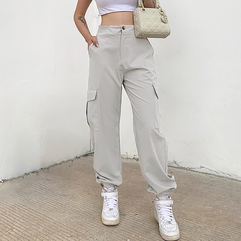 NCLAGEN Women Casual Pants Fashionable Solid Color Loose High Waist Button Foot Binding Overalls Cargo Pants Omighty Trousers, Light gray
NCLAGEN Women Casual Pants Fashionable Solid Color Loose High Waist Button Foot Binding Overalls Cargo Pants Omighty Trousers, Light gray