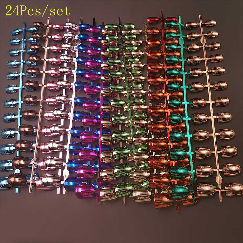 Nail Tips 24pcs UV Metal Plated Short False Nails Full Cover Stiletto Coffin Fake Nails Tips Nail Art Decorations Makeup, Uvnail-2
Nail Tips 24pcs UV Metal Plated Short False Nails Full Cover Stiletto Coffin Fake Nails Tips Nail Art Decorations Makeup, Uvnail-2