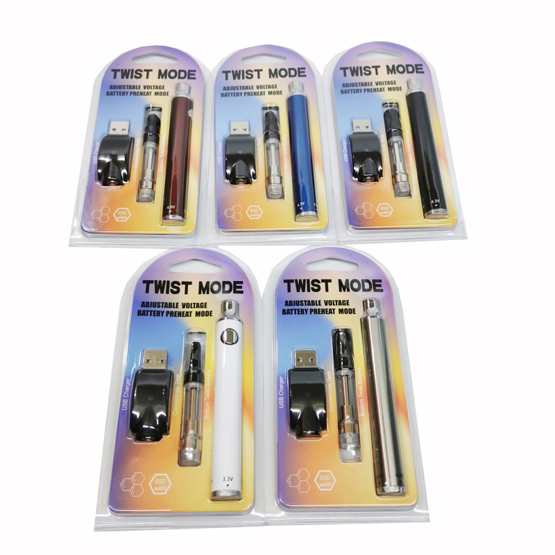 Twist Mode E Cigarette Kit 650mAh eGo Twist Preheat VV Battery Vape Pen 0.5ml 1.0ml Cartridge Wireless USB Charger for Thick Oil
Twist Mode E Cigarette Kit 650mAh eGo Twist Preheat VV Battery Vape Pen 0.5ml 1.0ml Cartridge Wireless USB Charger for Thick Oil
