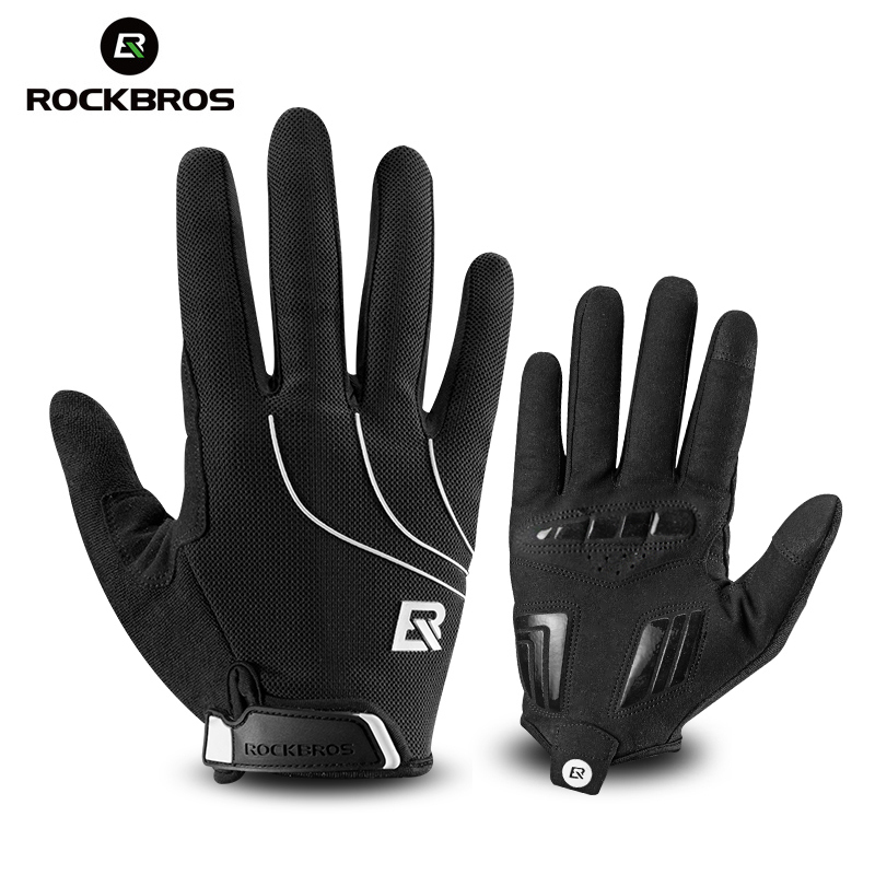 ROCKBROS Full Finger Windproof Cycling Riding Bicycle For Men Women Bike Gel pad Sport Shockproof Gloves 201022