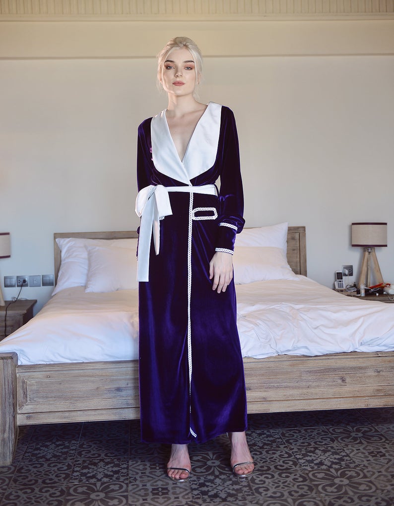 fall winter velvet bridal bathrobe long sleeve ladies night gowns ankle length women sleep wear wedding robe