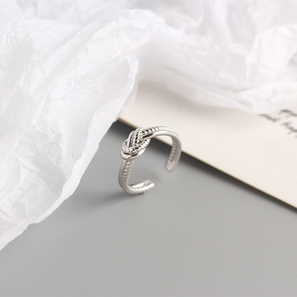 New design 925 sterling silver vintage jewelry minimalism hand-made designer women's knot adjustable rings Japanese South korea style