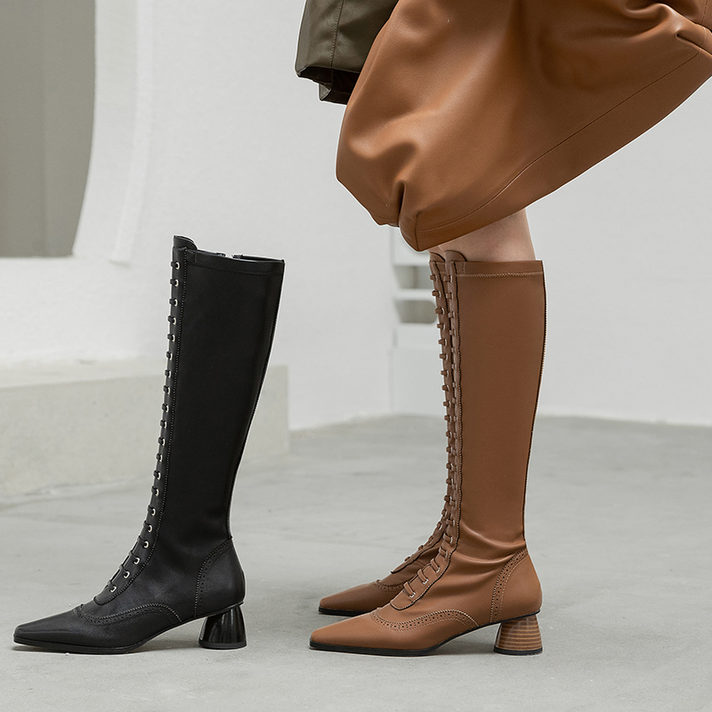 Women's knee-high boots natural leather long-tube motorcycle boots motorcycle Thin knight high net red calf, Coffee-winter
Women's knee-high boots natural leather long-tube motorcycle boots motorcycle Thin knight high net red calf, Coffee-winter