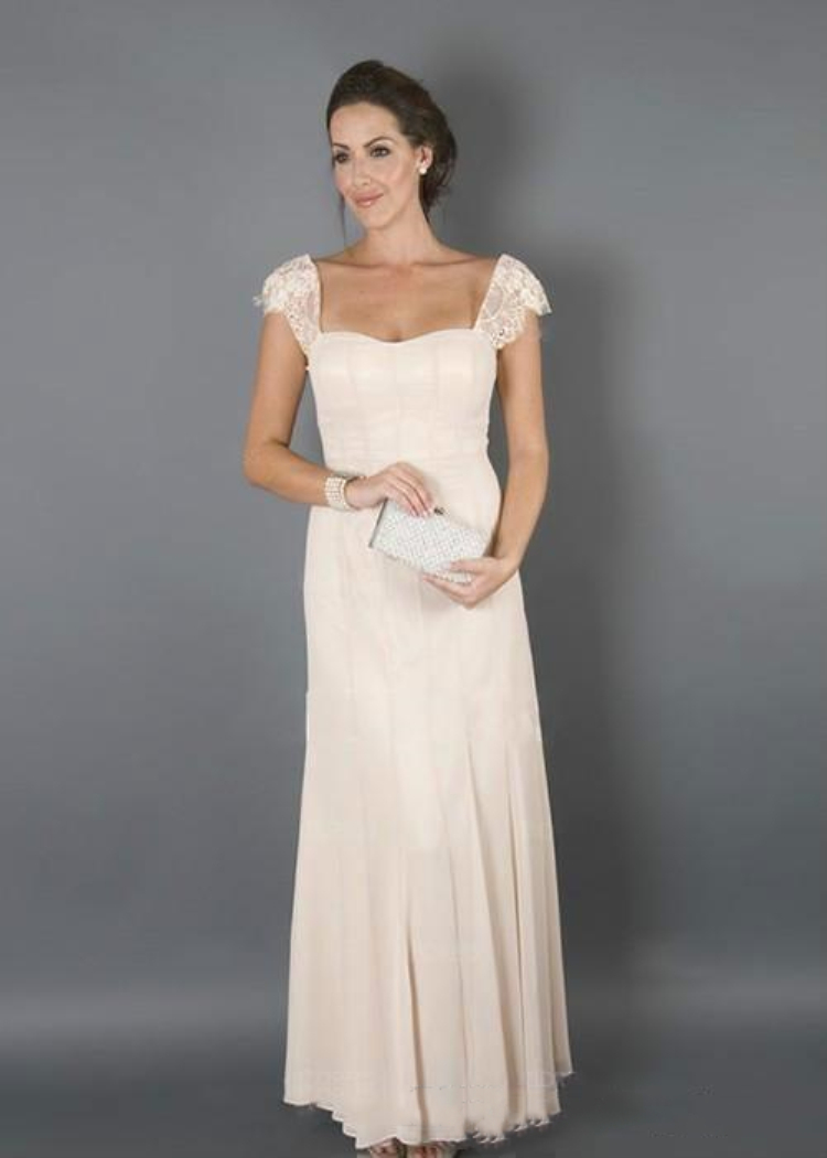 Graceful Mother Of The Bride Dresses With Lace Jacket Suits Cap Sleeves Chiffon Long Wedding Guest Two pieces Groom Mom Prom Party Dress Plus Size