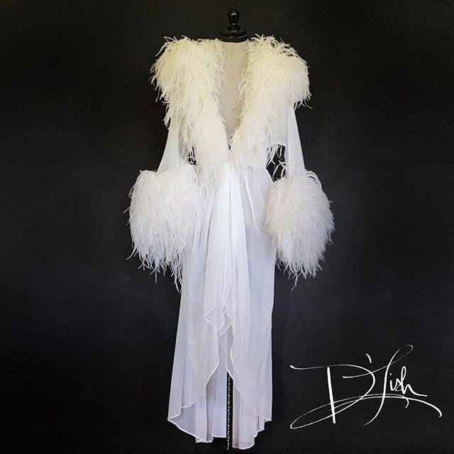 Luxury White Feather Fur Women Winter Kimono Pregnant Party Sleepwear Maternity Bathrobe Chiffon Nightgown Photography Gown Robe Shawel