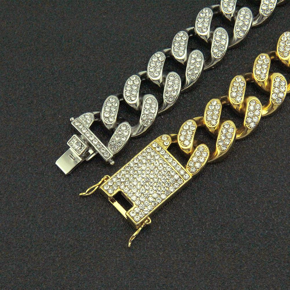 20mm New Fashion Hip Hop Mens Gold Bling Diamond Cuban Link Chain Necklace Choker Masculina Bijoux Jewelry Heavy Miami Curb Chains for Men