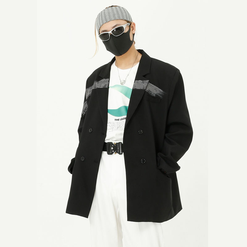 Men Double Breasted Hand Painted Pattern Casual Loose Suit Blazers Jacket Male Streetwear Hip Hop Japan Korea Style Suit Coat, 2099
Men Double Breasted Hand Painted Pattern Casual Loose Suit Blazers Jacket Male Streetwear Hip Hop Japan Korea Style Suit Coat, 2099
