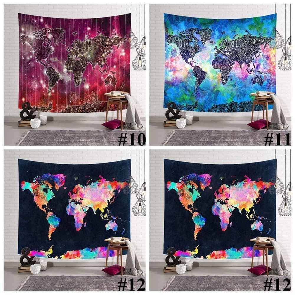 12 Styles World Map Printed Tapestry Wall Hanging Home Decor Beach Towel Yoga Mat Shawl Picnic Mats Home Decor Tapestries