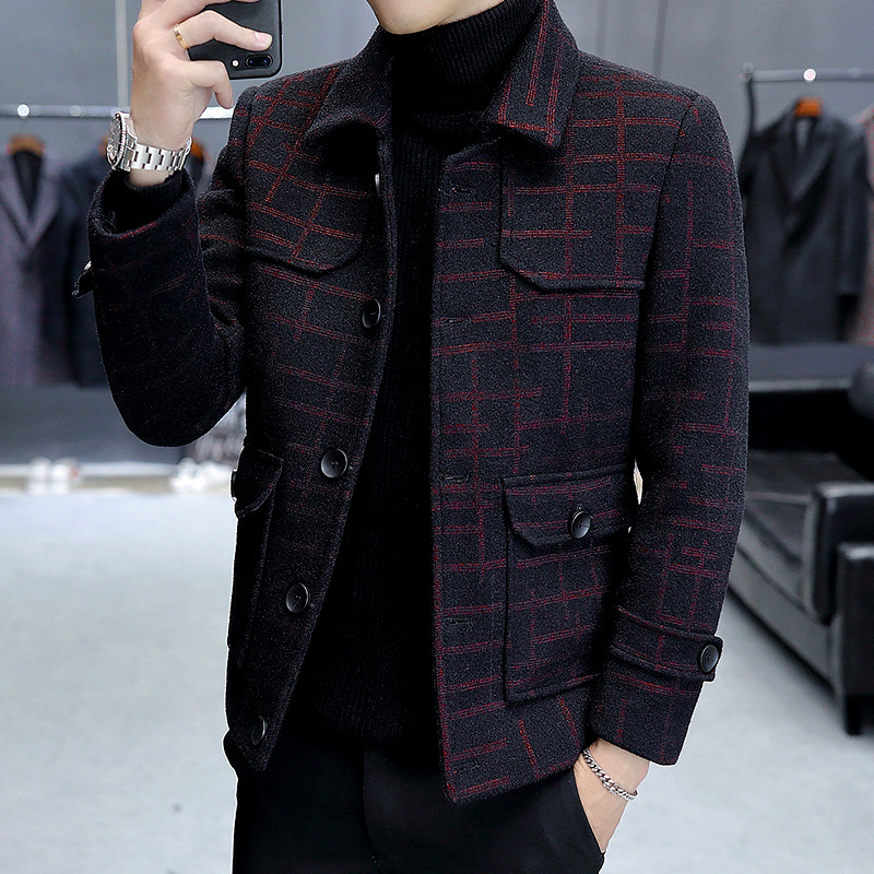 2021 Fashion Trendy Brand Casual Men Suit Thick Woolen Jacket With High Quality Fit Slim Spring And Autumn Plaid Business Men Coat