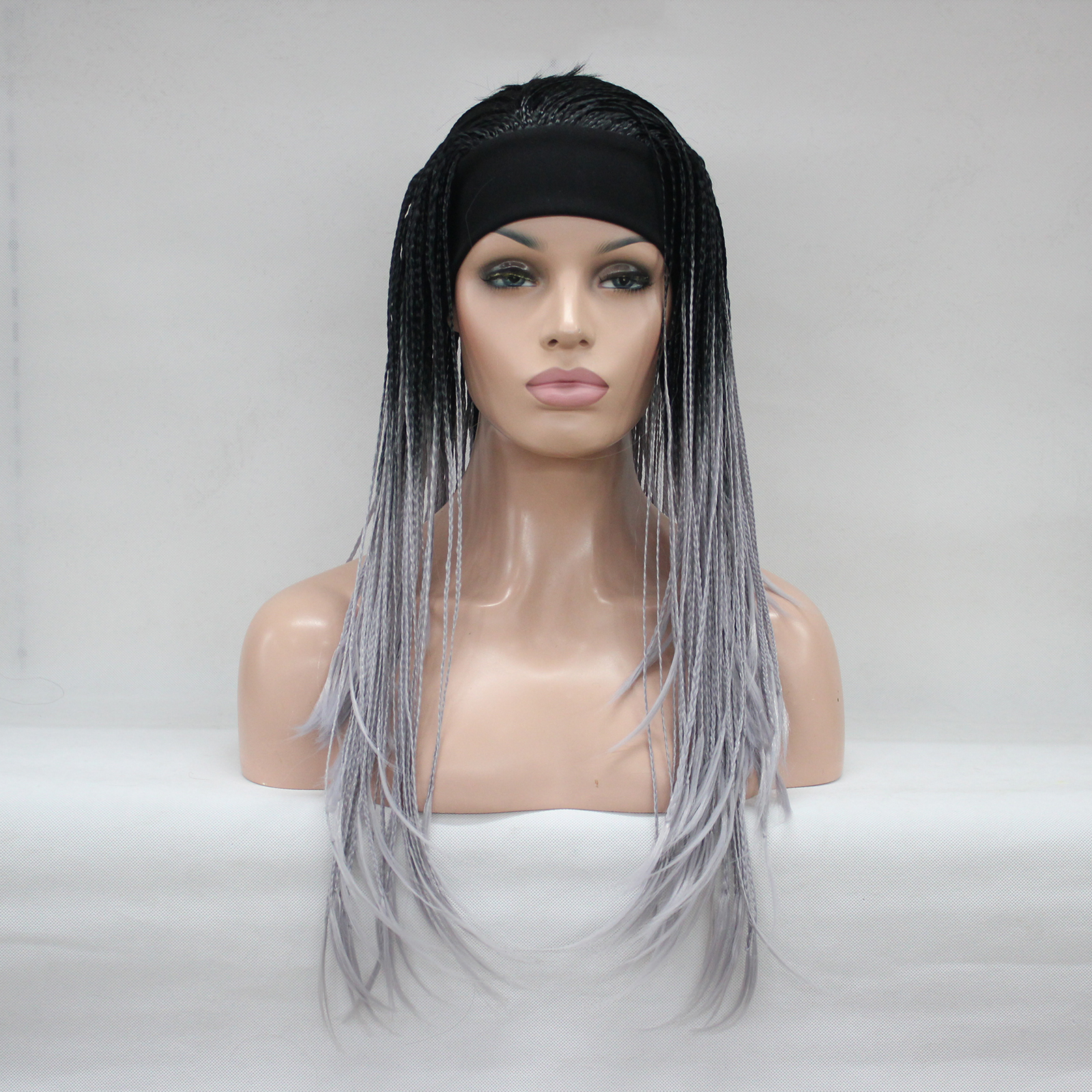 2020 New High quality Fashion Black+Gray 3/4 wig with headbands straight long braid half Braids Women's wigs
2020 New High quality Fashion Black+Gray 3/4 wig with headbands straight long braid half Braids Women's wigs