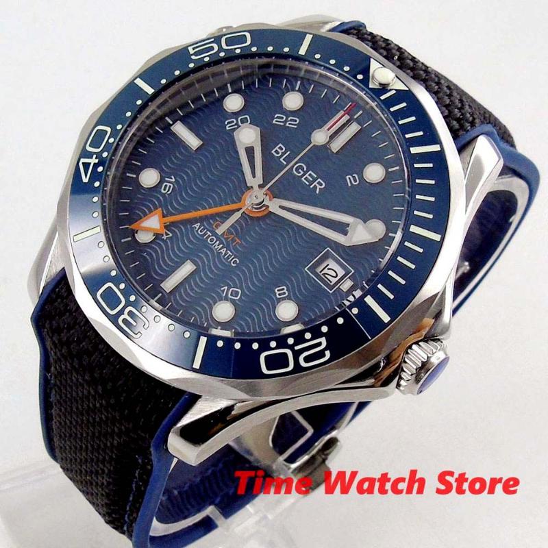Bliger 41mm GMT 3804 Automatic watch men sapphire glass waterproof Noble rubber canvas strap blue Dial Date luminous B271
Bliger 41mm GMT 3804 Automatic watch men sapphire glass waterproof Noble rubber canvas strap blue Dial Date luminous B271