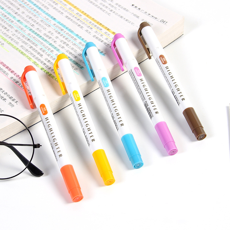 Highlighters 25 Colors/box Mildliner Highlighter Pen Fluorescent Markers Double Headed Art Marker Supply Japanese Stationery