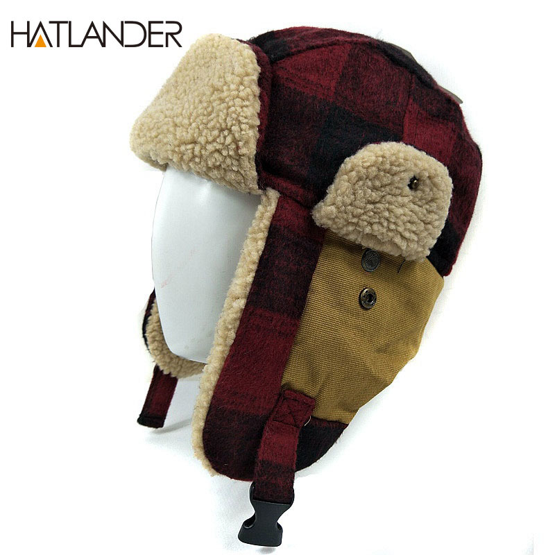 [HATLANDER]Outdoor earflap bomber hats for men women thick Russian Ushanka aviator trooper snow ski berber fleece winter hat cap T200819