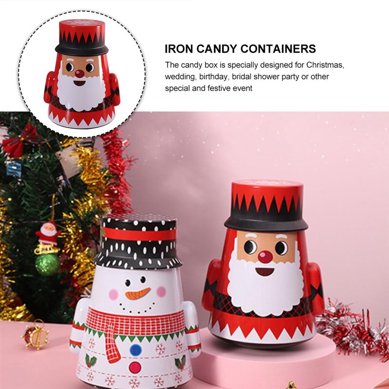 Christmas Decorations 1pc Tumbler Iron Candy Box Storage Cookie Holder For Family