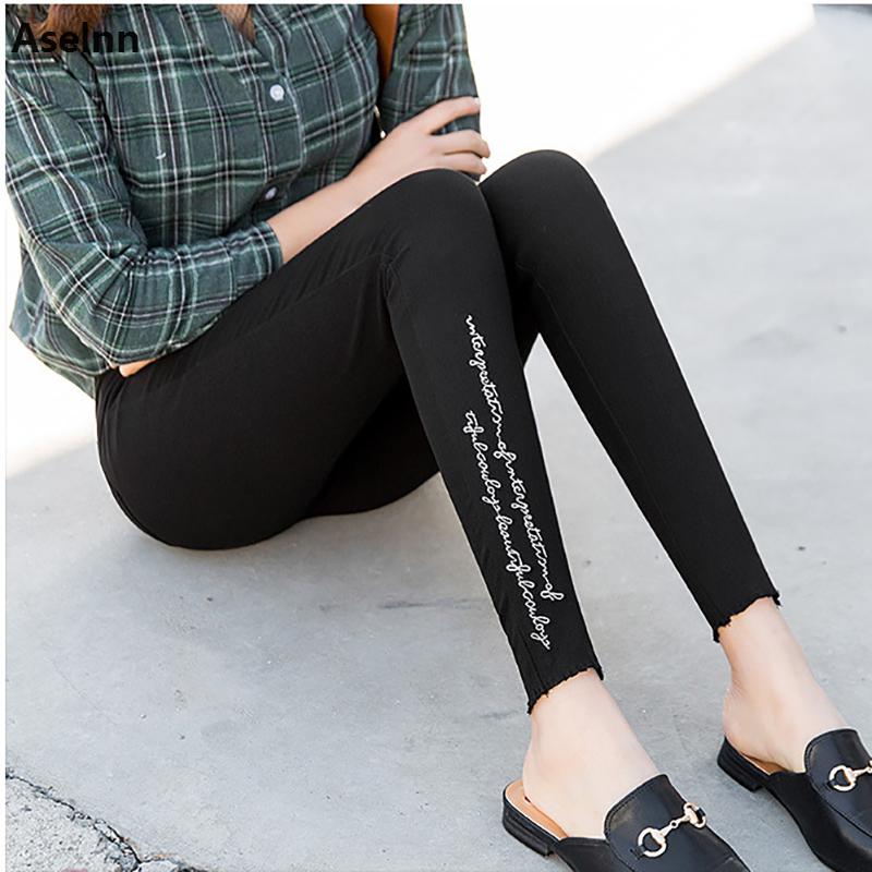 Aselnn 2020 Spring Women Letter Embroidery Pencil Pants Casual Elastic Waist Black Slacks Female Thin Pants Plus Size Trousers
Aselnn 2020 Spring Women Letter Embroidery Pencil Pants Casual Elastic Waist Black Slacks Female Thin Pants Plus Size Trousers