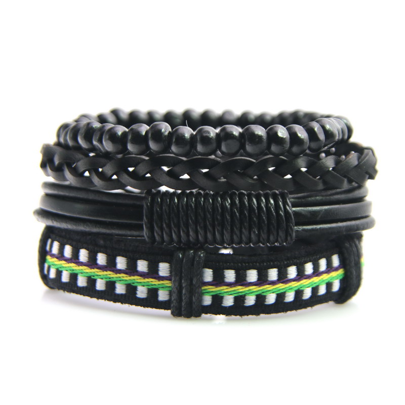 4pcs/set Black Multilayer Braid Weaving Leather Bracelet for Men Women Wrap Bracelets & Bangles Punk pulseira masculina
4pcs/set Black Multilayer Braid Weaving Leather Bracelet for Men Women Wrap Bracelets & Bangles Punk pulseira masculina