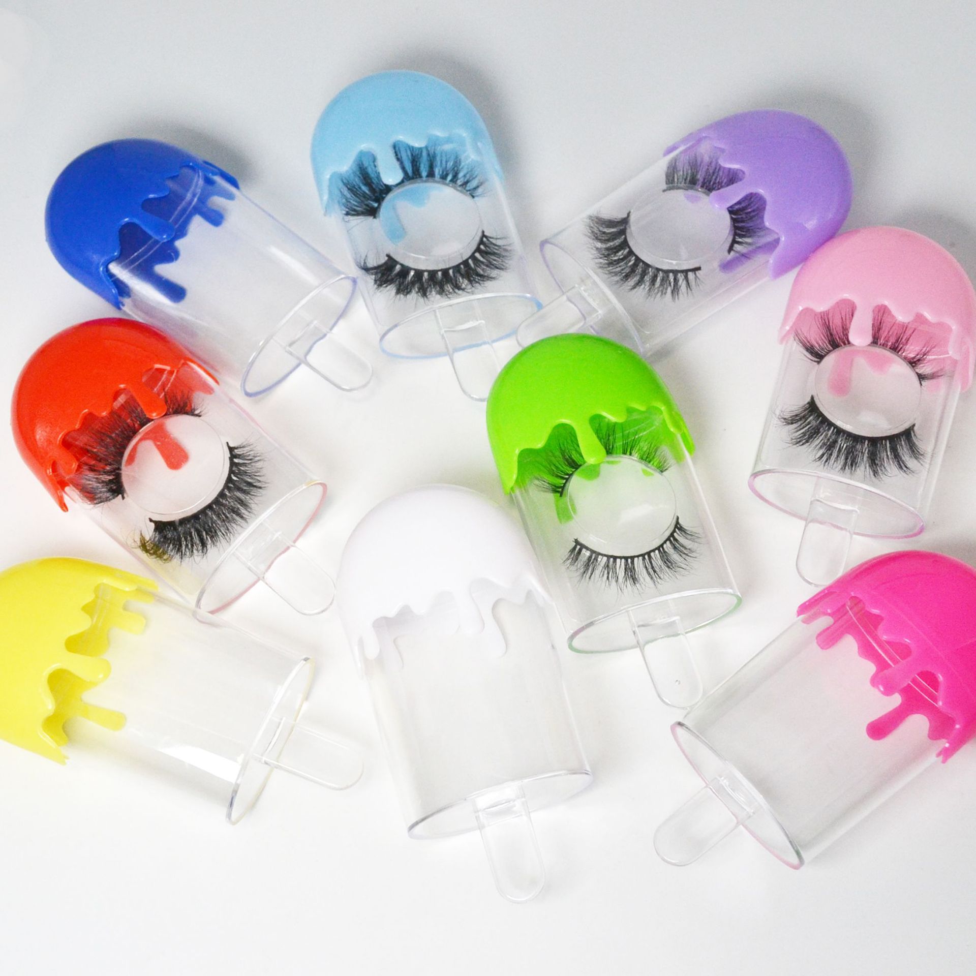 Mink Eyelash Clear Package Boxes False Eyelashes Packaging Empty Eyelash Box Case Creative Ice Cream Shaped Lashes Box Packaging Cajas De Paquetes Vac