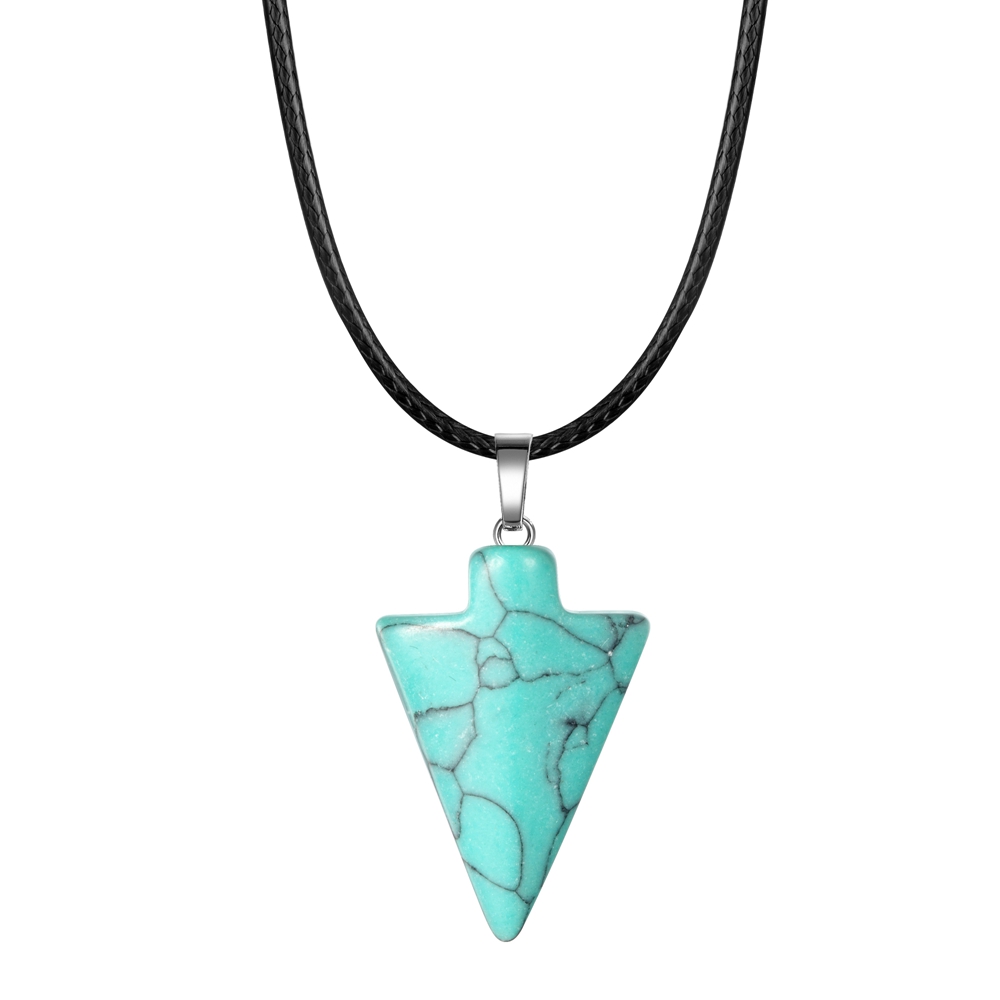 12PCS Stone Arrow Head Pendant Necklace for Women Men Arrowhead Healing Point Lucky Chakra Healing Charm Crystal Jewelry