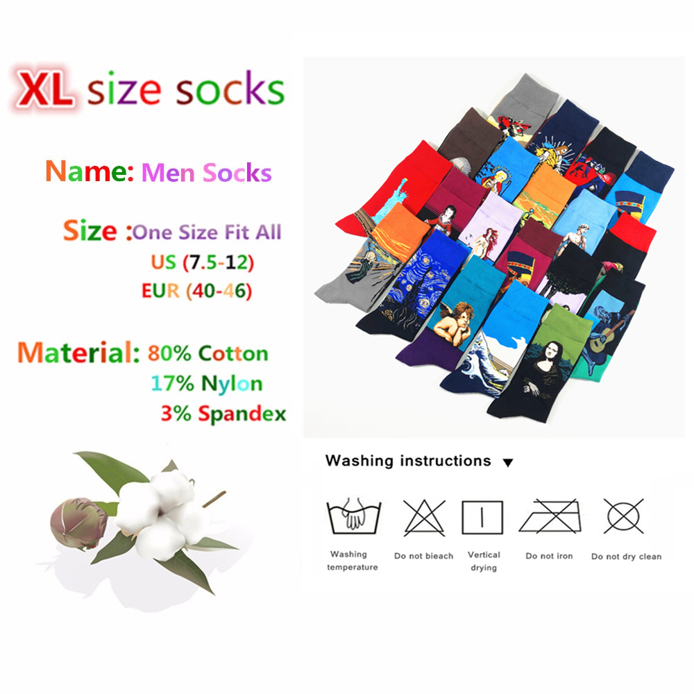 Hot Sale funny Mens Men's New Medium tube Celebrity Oil Painting Series Leisure Cotton Socks man 200924