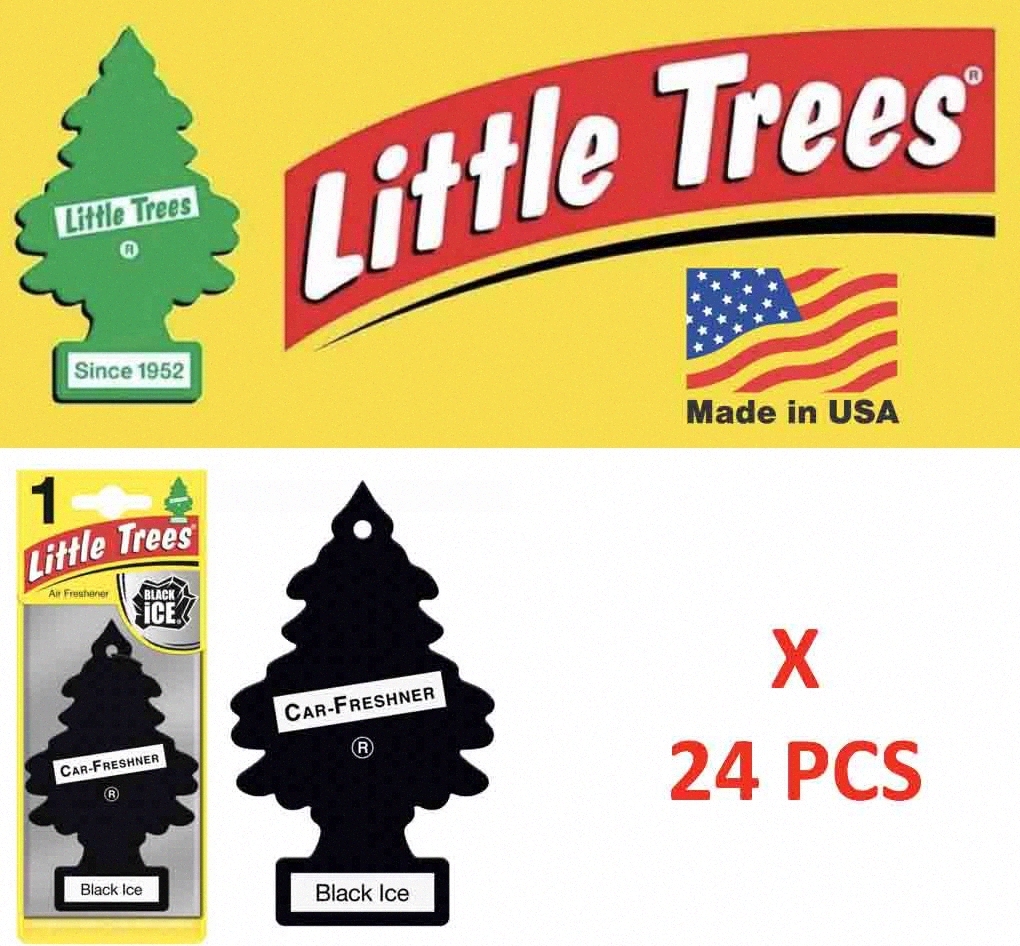 Black Ice Freshener Little Trees 10155 Air Little Tree MADE IN USA Pack of 24 e6ax