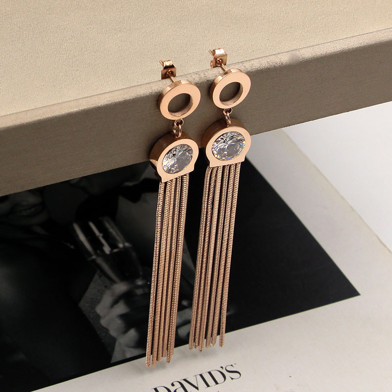 rose gold circle crystal six snake bone chain tassel earrings stainless steel earrings for women jewelry wholesale
rose gold circle crystal six snake bone chain tassel earrings stainless steel earrings for women jewelry wholesale