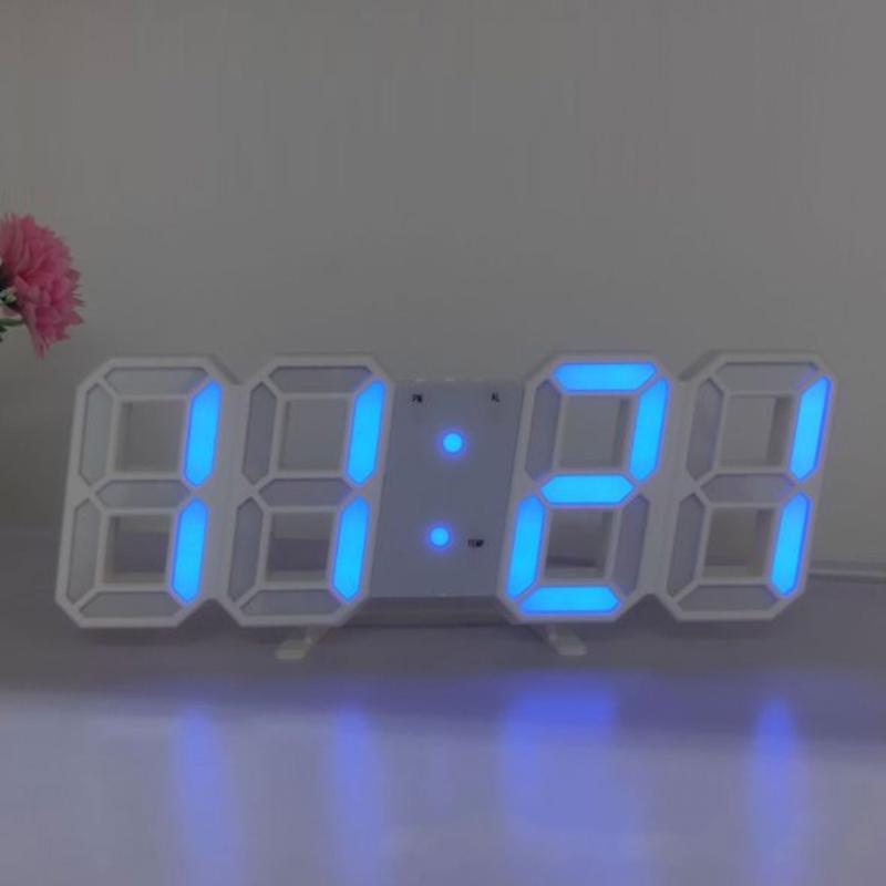 Wall Clock Digital Alarm Modern Kitchen Electronic Smart 3D USB Power Supply LED Time Date Temperature Display Desktop Bedroom