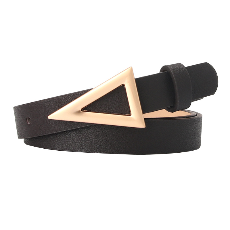Trendy Gold Triangle Buckle Women 's Belt Fashion All -match Dress East Gate Decoration Faux Leather 1.9cm Wide and 107cm Long, Black
Trendy Gold Triangle Buckle Women 's Belt Fashion All -match Dress East Gate Decoration Faux Leather 1.9cm Wide and 107cm Long, Black
