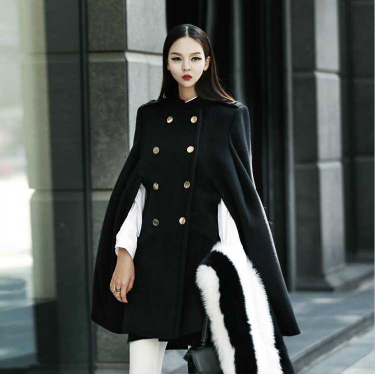 2020 New Cloak Black Wool-blends Coat Women Autumn Winter Loose Mandarin Collar Double Breasted Fashion Coat, No fur collar
2020 New Cloak Black Wool-blends Coat Women Autumn Winter Loose Mandarin Collar Double Breasted Fashion Coat, No fur collar