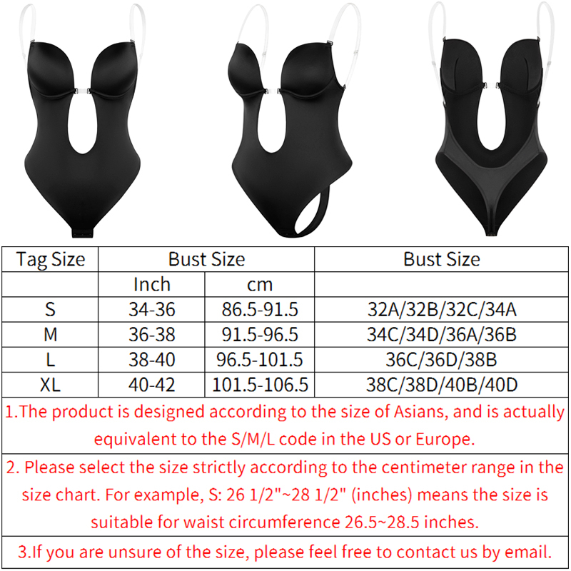 Bodysuit Shapewear Deep V-Neck Body Shaper Backless U Plunge Thong Shapers Waist Trainer Women Clear Strap Padded Push Up Corset T200824