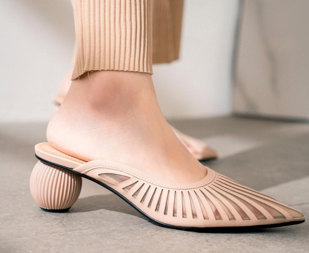 Woman Alia Leather Mules Cult Woman Pumps Pointed Toe Calf Block Heel Gaia Sandals New Fashion Pvc Clear Shoes