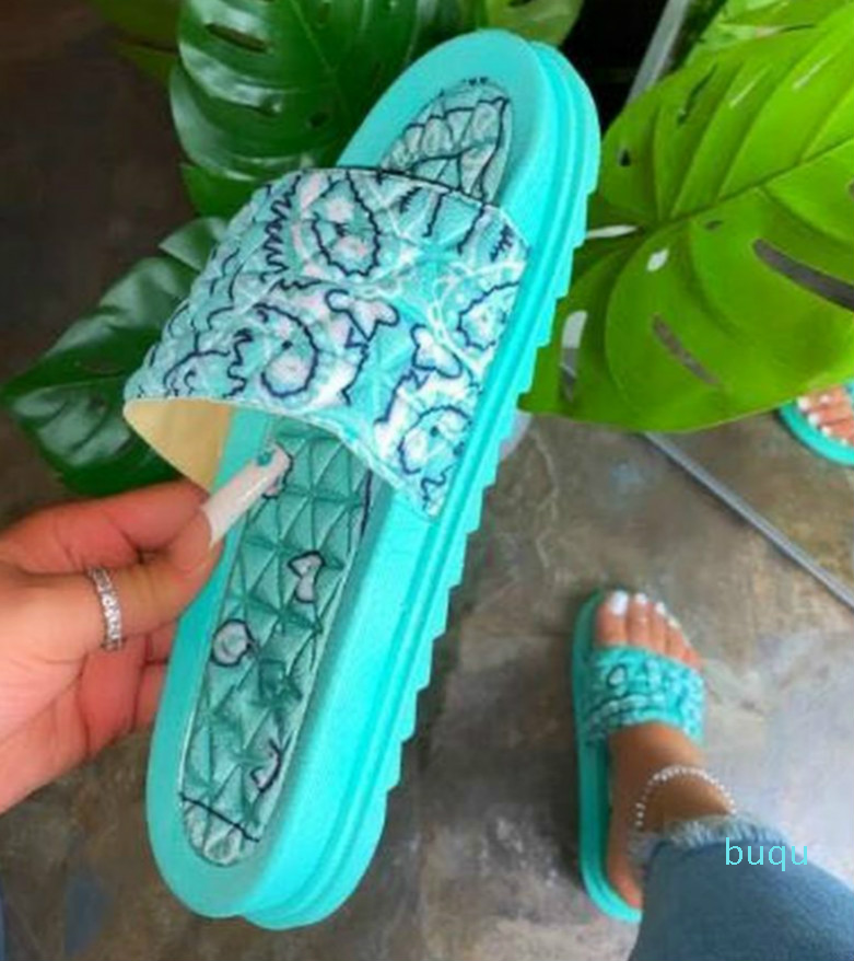 Hot Sale- Flat Platform Slippers Womens Summer Sandals Shoes House Slides Indoor Outdoor Casual Shoes Leisure Flip Flops Womens Fashion Beac