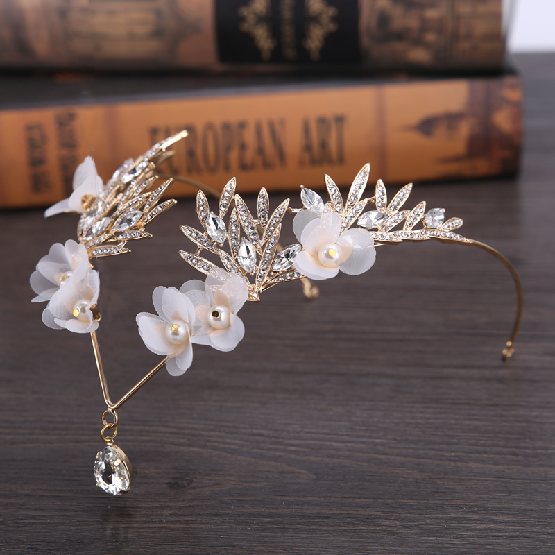 Crystal Crown Bridal Hair Accessory Wedding Rhinestone Waterdrop Leaf Tiara Crown Headband Frontlet Bridesmaid Hair Jewelry Y200807