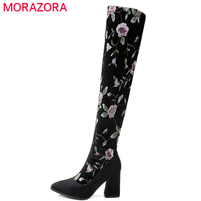 MORAZORA 2020 new arrival over the knee boots women cow suede leather autumn winter boots embroider high heels shoes woman, Black
MORAZORA 2020 new arrival over the knee boots women cow suede leather autumn winter boots embroider high heels shoes woman, Black