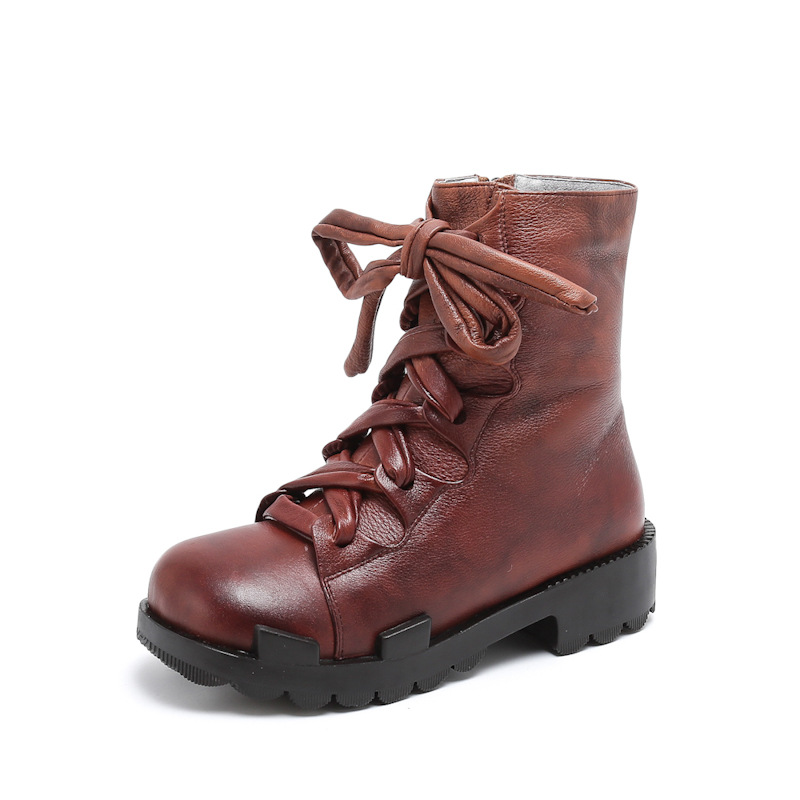 1907-1 Retro Hand-made Lace Thick Heel Rubbing Famous Women's Shoes with Velvet and Warm Pure Cowhide Leather Boots, Black no velvet
1907-1 Retro Hand-made Lace Thick Heel Rubbing Famous Women's Shoes with Velvet and Warm Pure Cowhide Leather Boots, Black no velvet