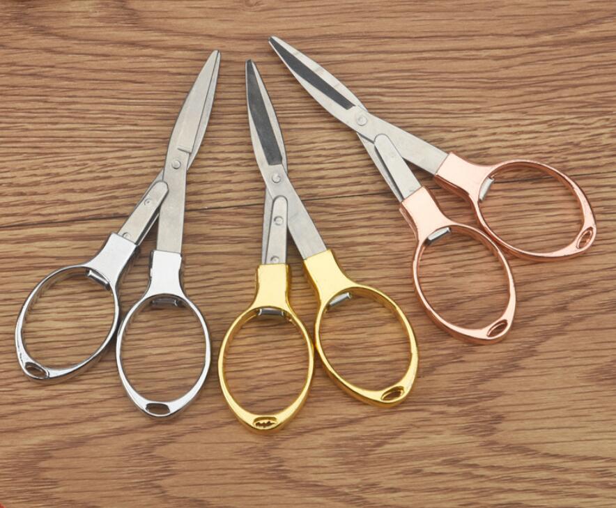 Wholesale Diamond Portable Folding Scissors Folding Foldable Scissors Collapsible Medium Trip Scissors Travel Scissor free ship