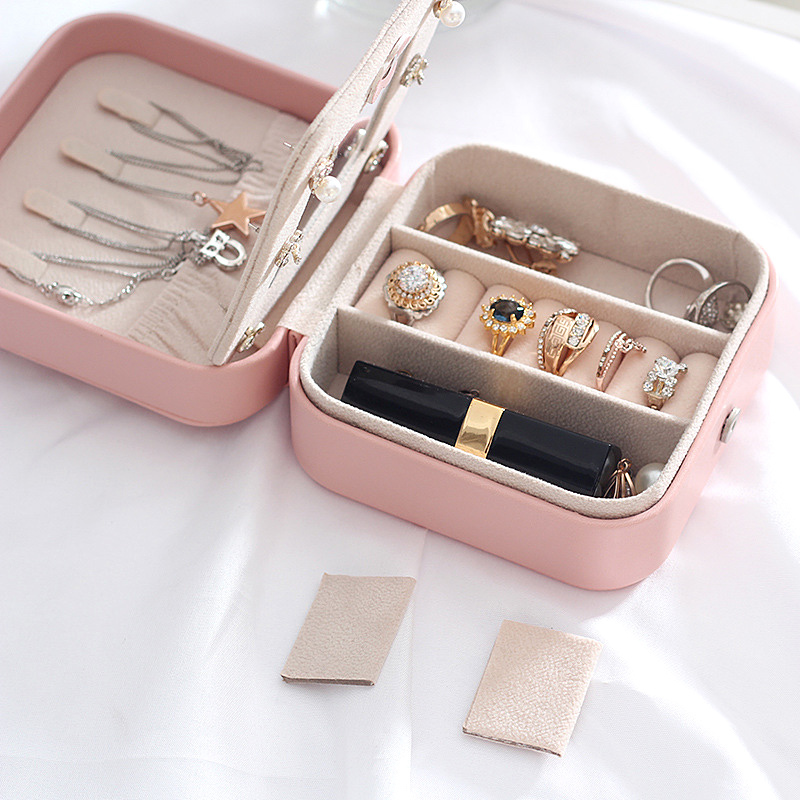 Korean Style Jewelry Organizer Display Travel Jewelry Case Portable Jewelry Box Magnetic Buckle PU Earrings Ring Storage Box T200808
