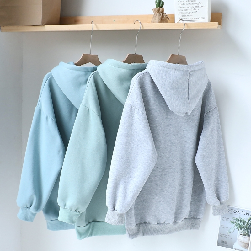 Autumn Winter BF Style Sweatshirt Women Harajuku Casual Oversize Long Sleeve Hooded Pullover Letter Print Thickening Tops