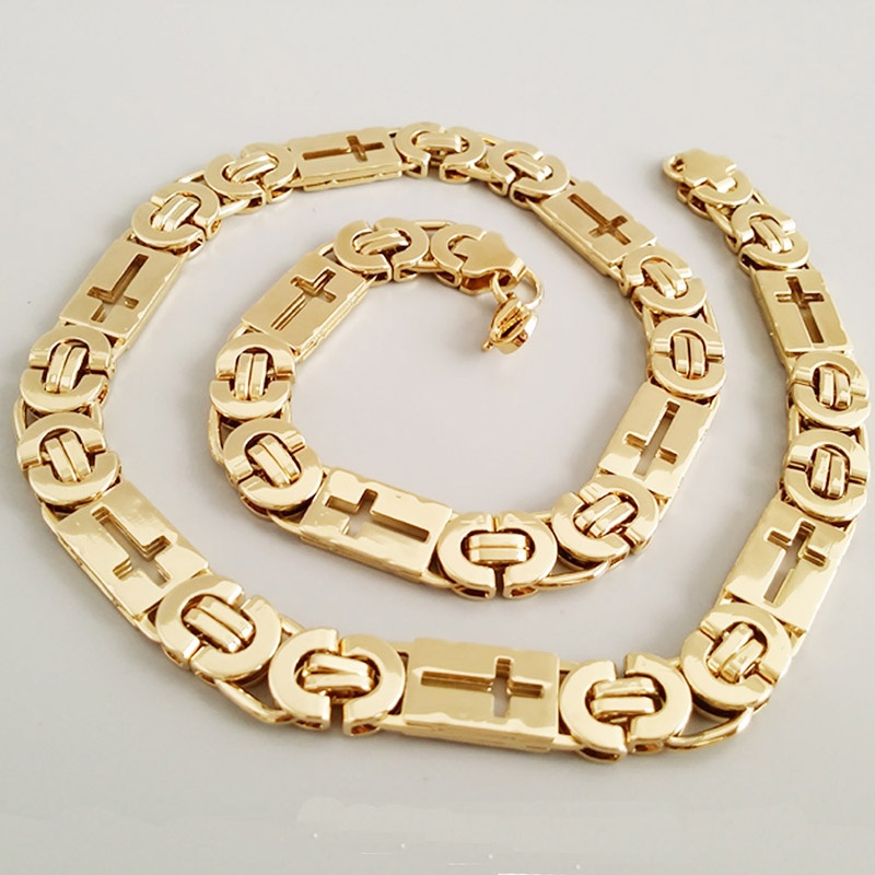Gold Huge & Heavy Byzantine Flat Chain Necklace 316L Stainless Steel Hollow Cross Jewelry Men's Chain Necklace Link Wholesale Jewelry 11mm
Gold Huge & Heavy Byzantine Flat Chain Necklace 316L Stainless Steel Hollow Cross Jewelry Men's Chain Necklace Link Wholesale Jewelry 11mm