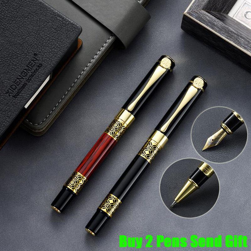 

Hot Selling Brand Metal Roose Wood Color Metal Ink Fountain Pen Office Business Men Signautre Pen Buy 2 Pens Send Gift, Red