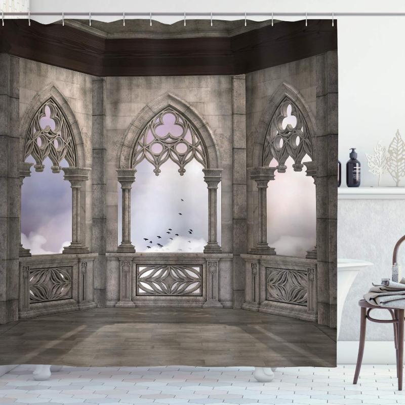 Gothic Decor Collection Medieval Stone Balcony with Curvings Graphic Design Mystic Middle Age Legend Story Print Curtain
Gothic Decor Collection Medieval Stone Balcony with Curvings Graphic Design Mystic Middle Age Legend Story Print Curtain