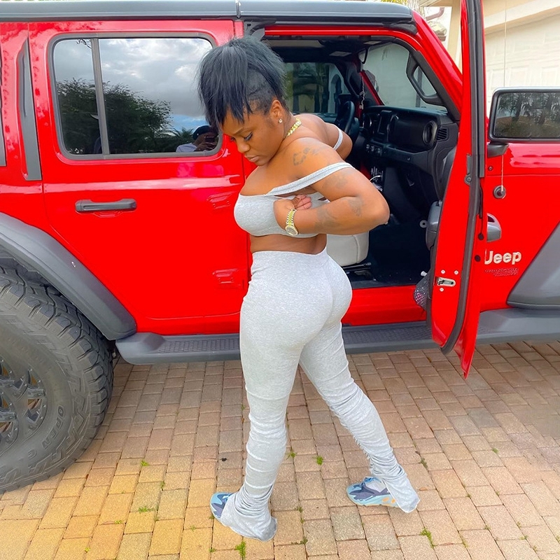 Trendy Summer Two Piece Set Women Sexy Club Outfits for Women Clothes 2020 Crop Top Stacked Leggings Set Party 2 Piece Pants Set