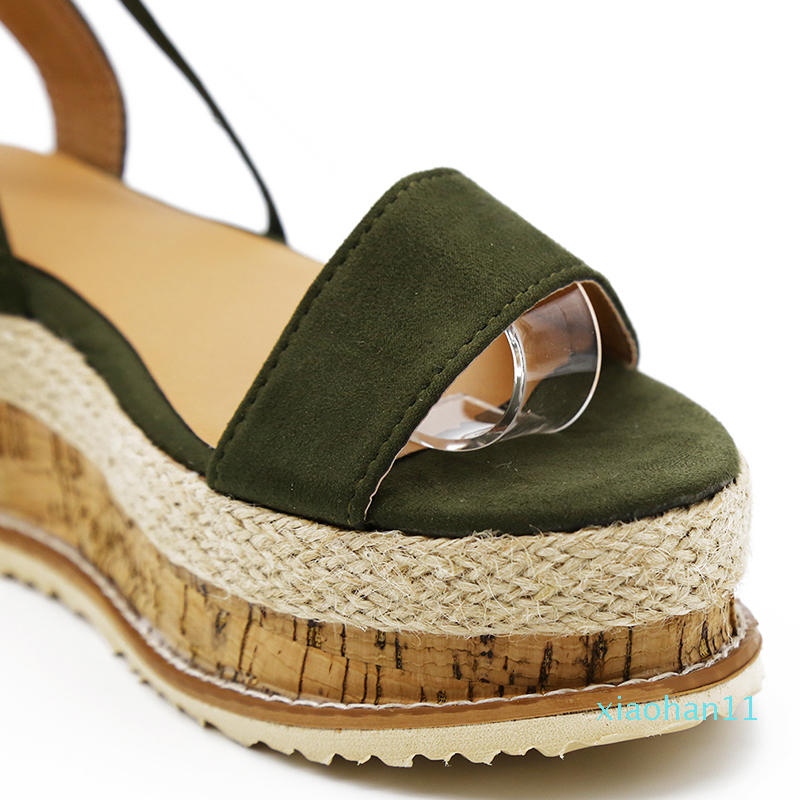 Hot Sale- Summer White Wedge Women Sandals Open Toe Sandals Women Casual Lace Up Platform Sandals
