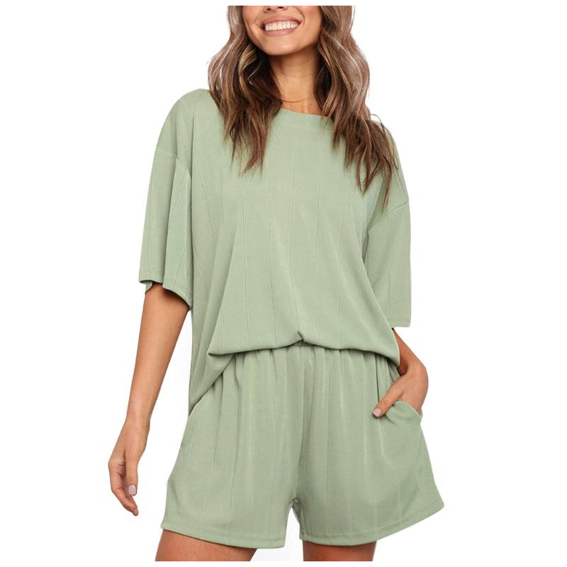 Women' Casual Sets Round Neck Short Sleeve Solid Color Elastic Band Shorts Sports Suit Loose Home Female Tracksuit #3, Mint
Women' Casual Sets Round Neck Short Sleeve Solid Color Elastic Band Shorts Sports Suit Loose Home Female Tracksuit #3, Mint