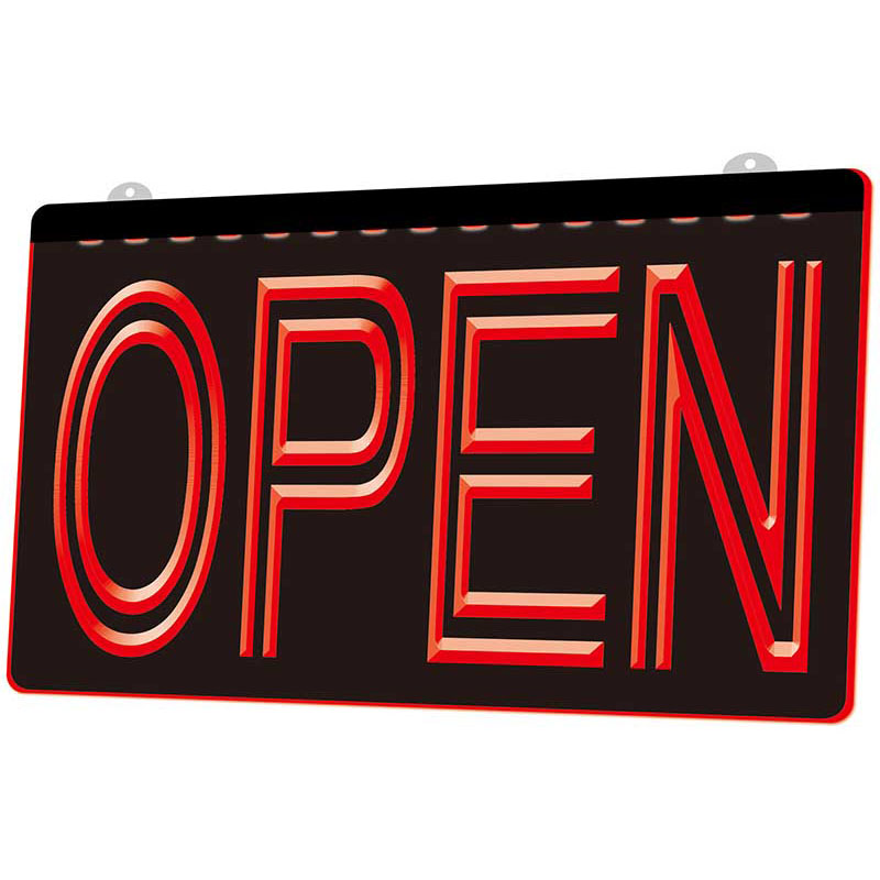 LS0004 Light Sign OPEN Overnight Shop Bar Pub Club 3D Engraving LED Wholesale Retail